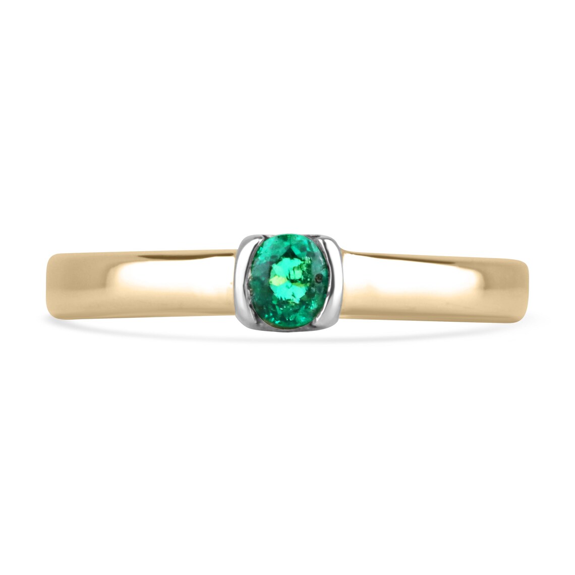 0.35ct Natural Colombian Emerald Round Cut Engagement Ring - Petite & Elegant Wedding Band for Proposal, Anniversary & Special Occasions