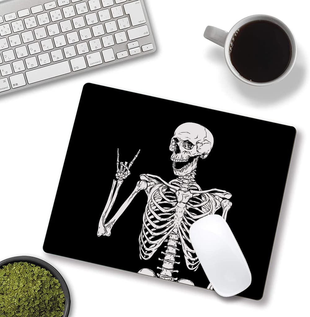 Premium Textured Hokafenle Mouse Pad with Black Human Skeleton Design - Non-Slip Rubber Base, Waterproof Square Mouse Mat for Office & Laptop - Perfect for Gaming, Work & Home Workspace