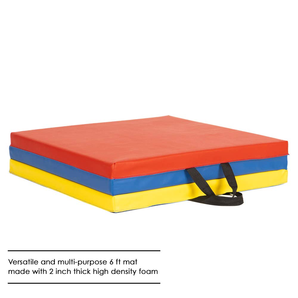 Premium 2-Inch Thick PU Leather Exercise Mat - Best for Yoga, Pilates, Gymnastics & Home Workouts | Non-Slip Folding Gym Mat with Carrying Handles | Ideal for Studios, Gyms & Home Fitness