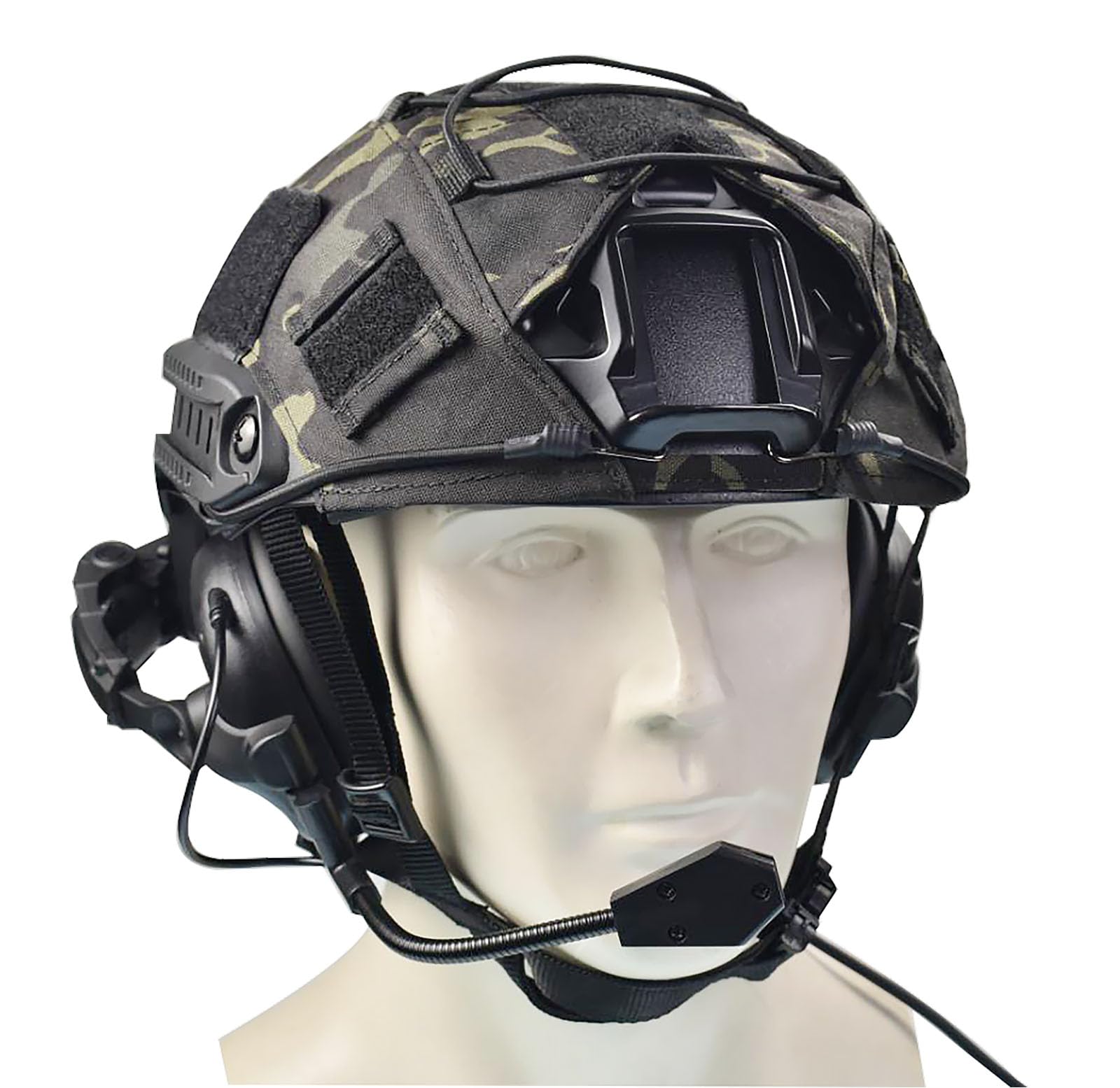 Tactical Airsoft Fast Helmet Set with Military Noise Cancelling Headset, Rail Mount & Cover - Adjustable Memory Foam Padding for Adults & Teens - Perfect for Airsoft Games, Military Training & Outdoor Adventures