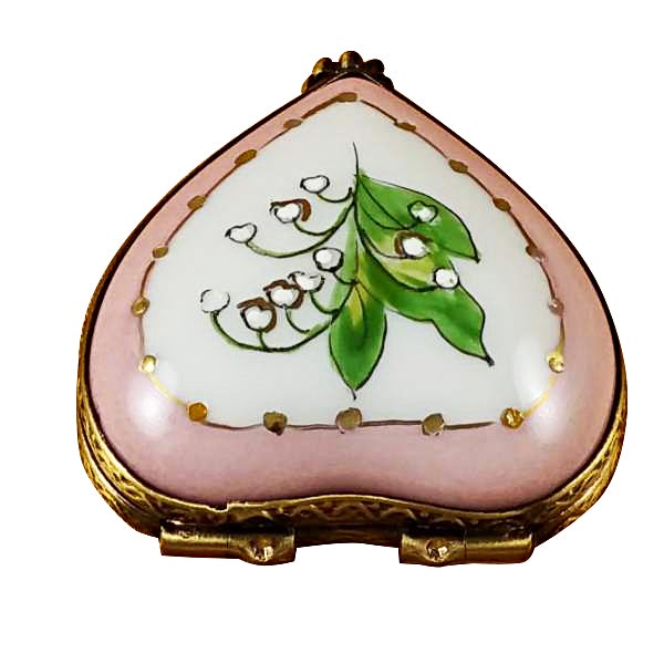 Mini Heart Lily of the Valley Limoges Porcelain Trinket Box - Hand-Painted French Collectible Jewelry Gift for Women, Bridal Shower, Anniversary & Mother's Day