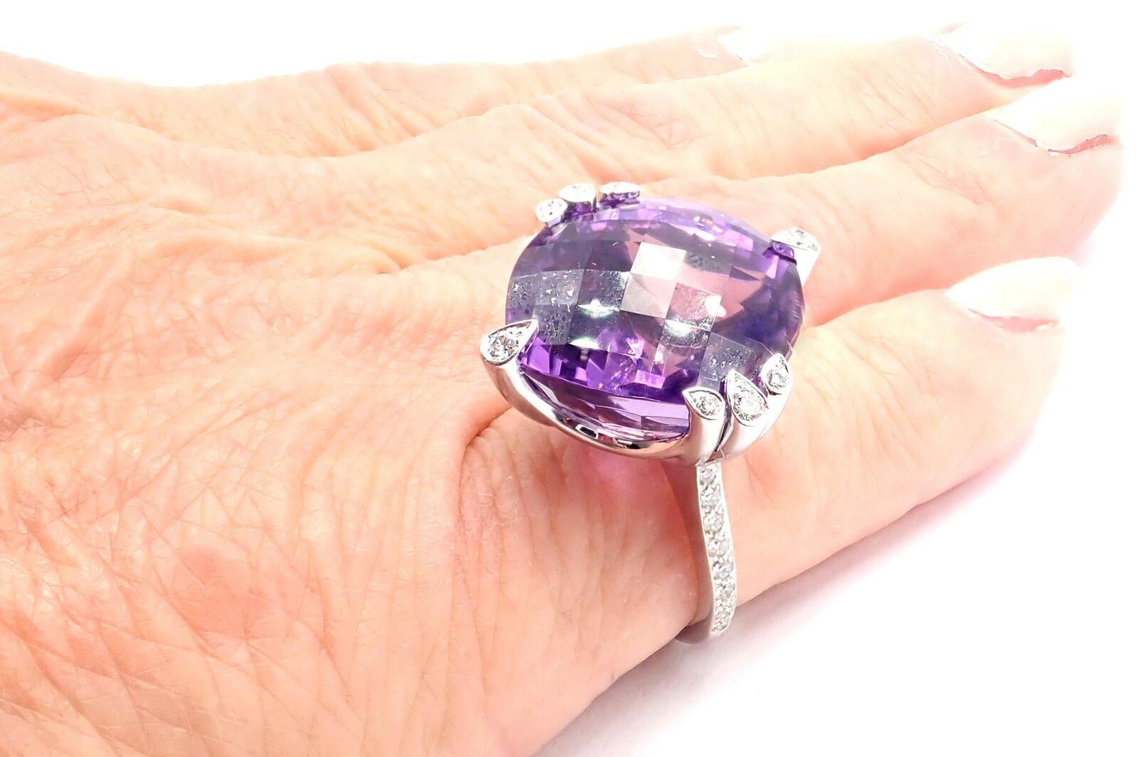 Authentic Cartier Inde Mysterieuse 18k White Gold Diamond & Amethyst Ring | Luxury Jewelry for Women | Perfect for Weddings, Anniversaries & Special Occasions