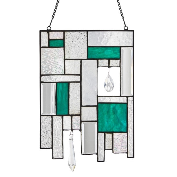 Handmade Stained Glass Turquoise Suncatcher - Beautiful Window Decor for Home, Office & Garden - Perfect for Sunlight Reflections & Spiritual Gifts