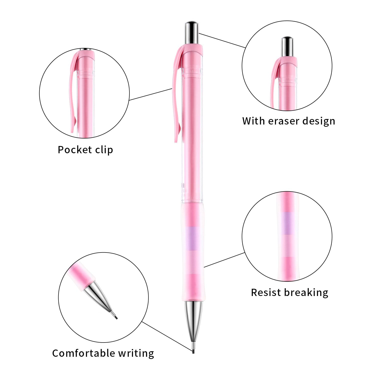 Boao 12-Piece 0.9mm Mechanical Pencil Set with Refills & Erasers for School Office