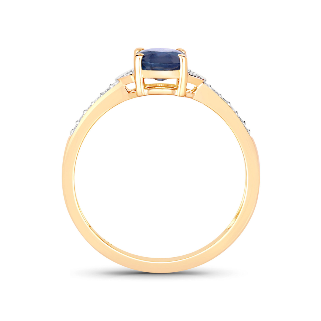 10K Real Blue Sapphire & Diamond Bridge Ring for Women - Elegant Wedding, Engagement, Anniversary Gift - Perfect for Special Occasions & Everyday Luxury