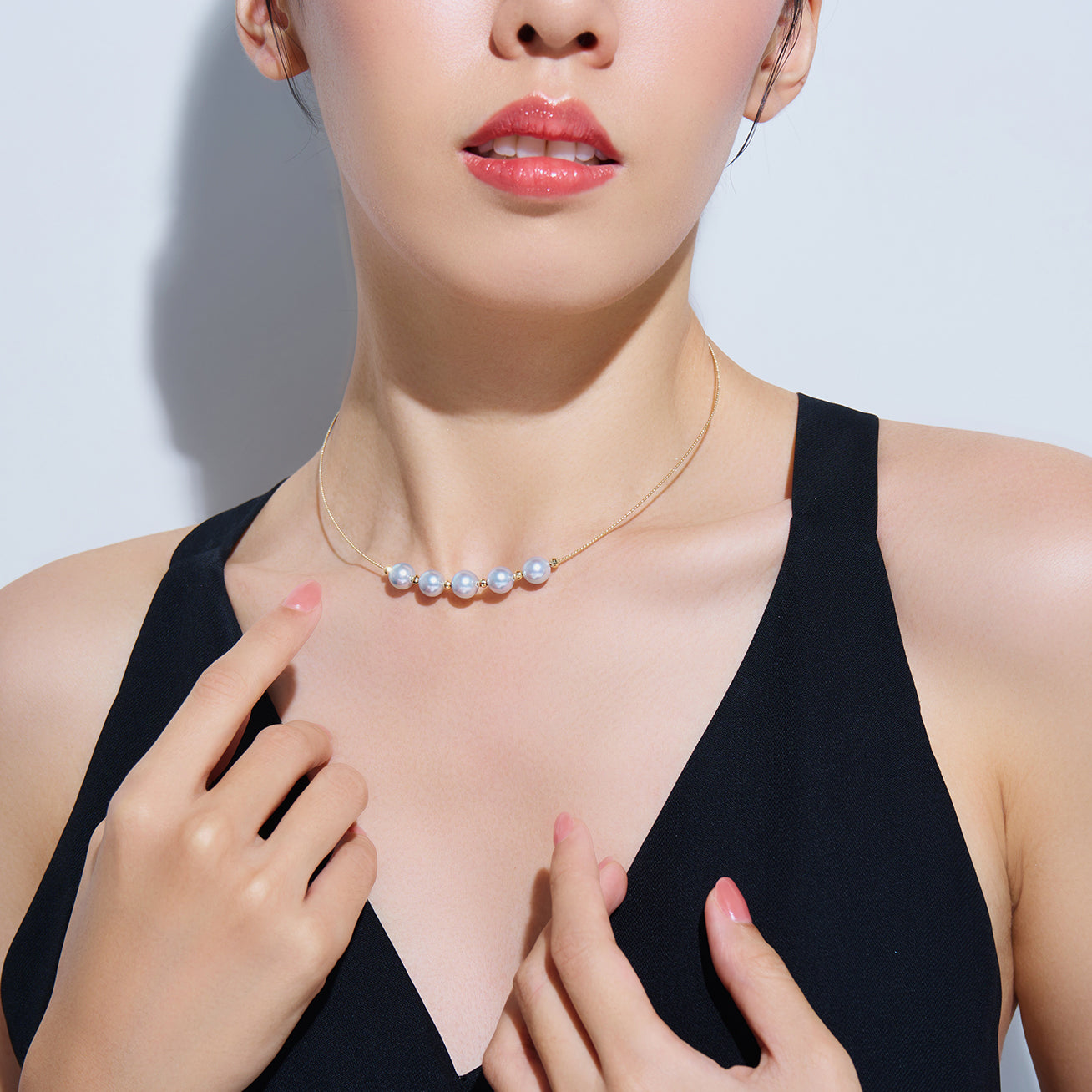18K Solid Gold Blue Akoya Pearl Necklace - Classic Elegant Jewelry Gift for Women, Perfect for Weddings, Anniversaries & Special Occasions