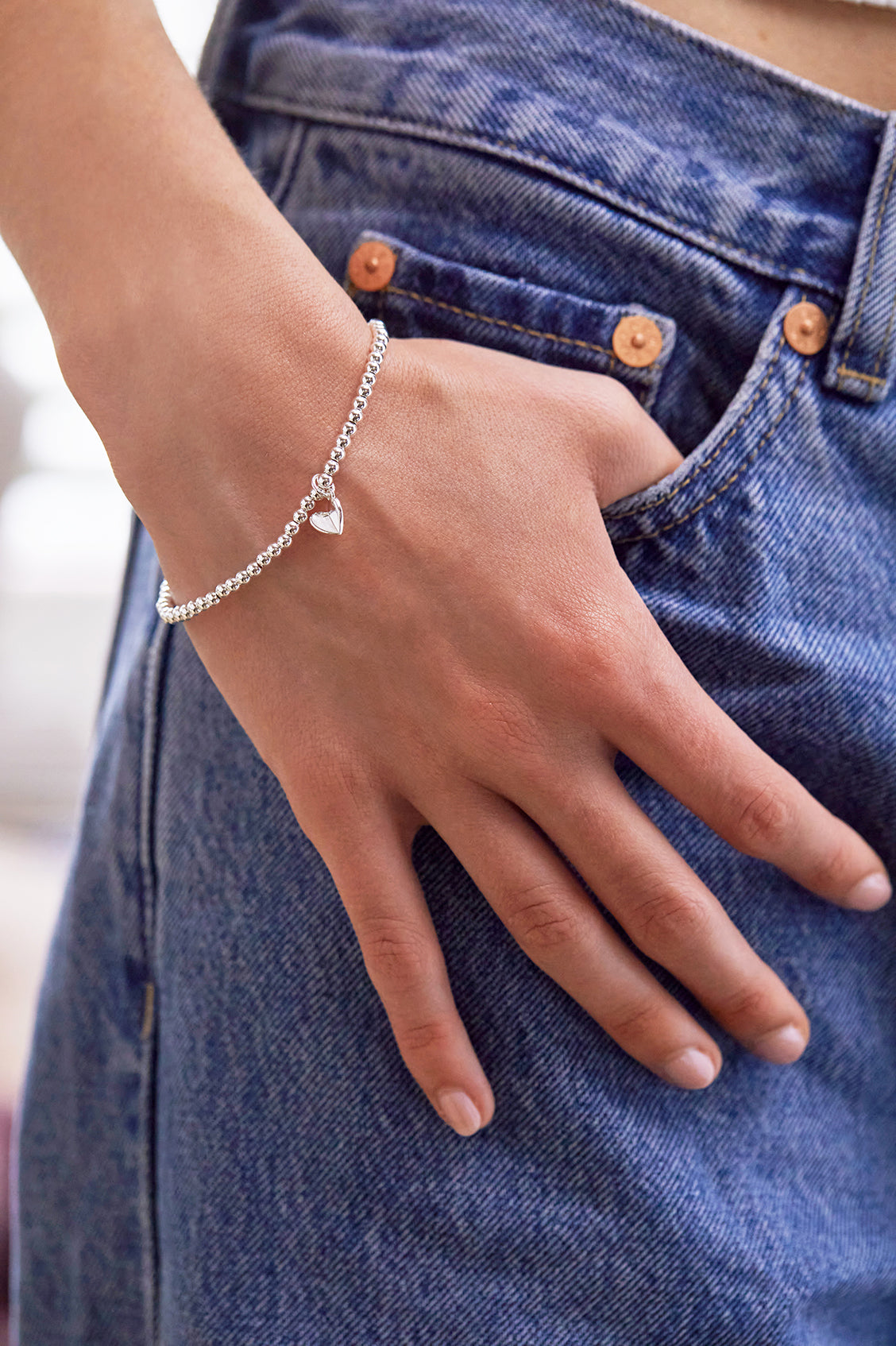 Sienna Beaded Folded Heart Charm Bracelet for Women - Elegant Adjustable Boho Jewelry Gift for Her - Perfect for Valentine's Day, Anniversary & Special Occasions