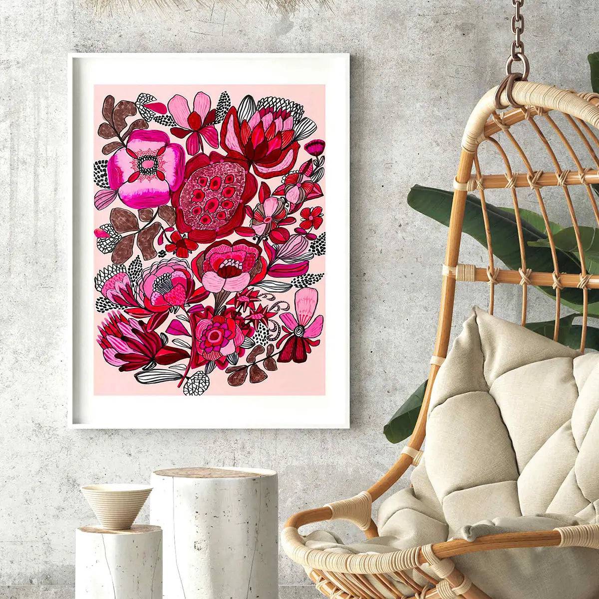 Rosa Botanica Modern Wall Art Print - Floral Botanical Decor for Living Room, Bedroom & Office - Perfect for Home & Office Decoration