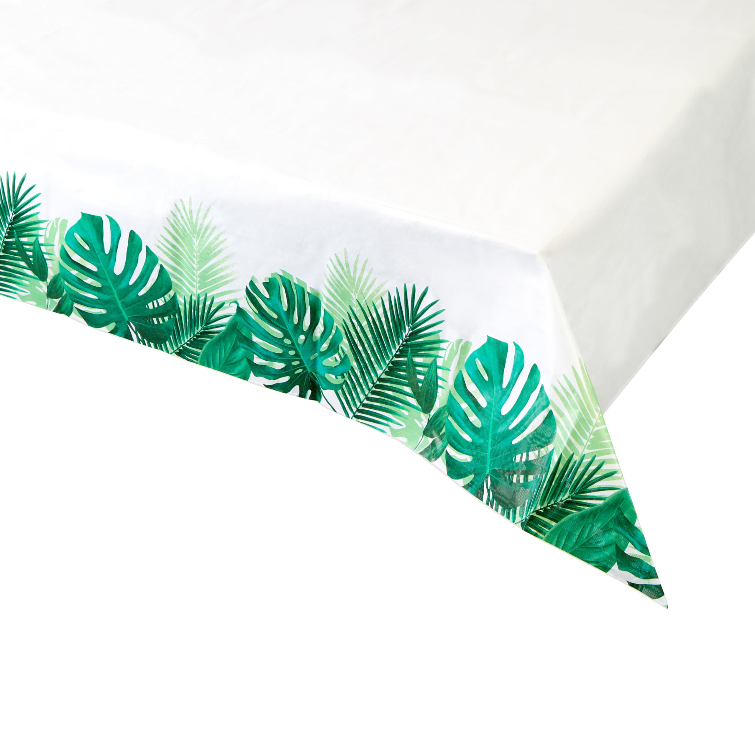 Tropical Palm Leaf Disposable Tablecloth - Green Paper Table Cover for Kids Party, Jungle Theme, Dinosaur Party, Hawaiian Luau, Summer BBQ, Tiki Bar Decor - Perfect for Birthday Celebrations, Outdoor Events & Themed Decorations