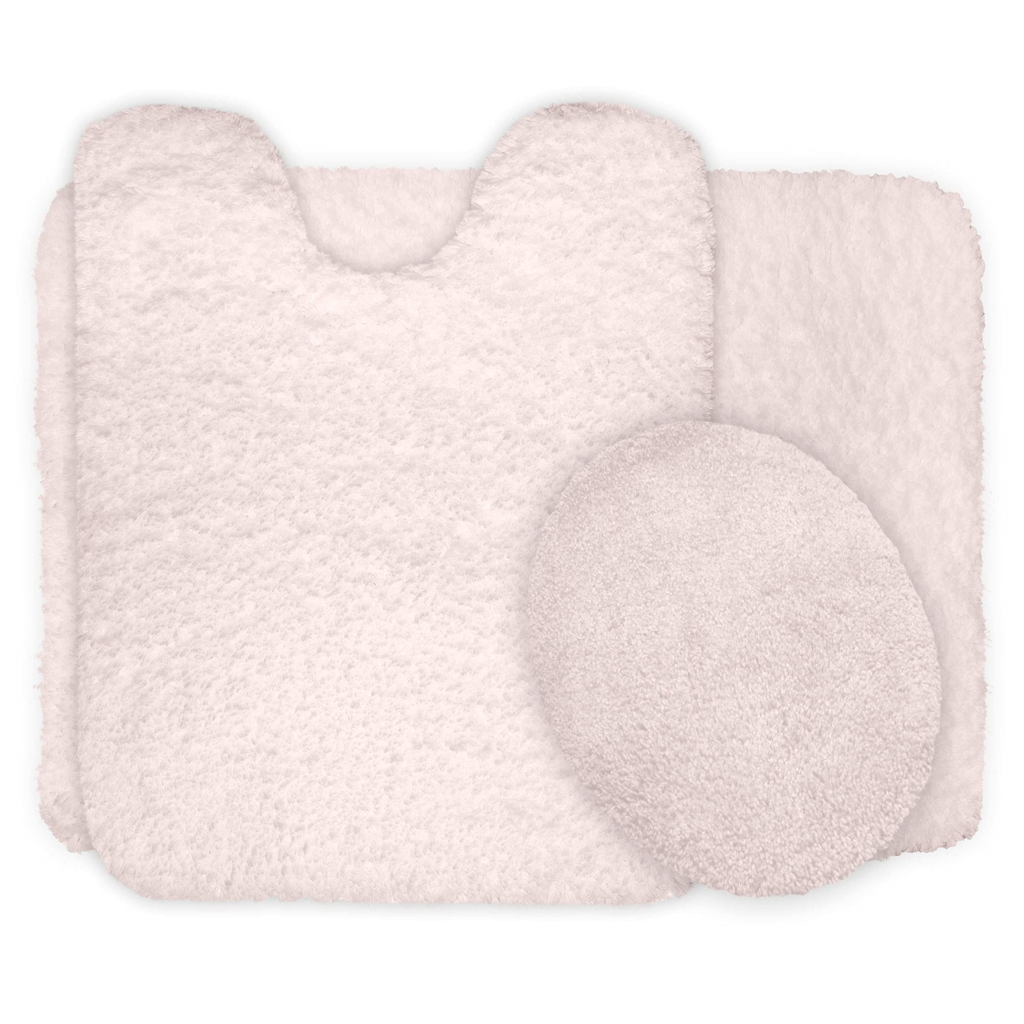 Lavish Home 3-Piece Non-Slip Bathroom Rug Set - Soft Absorbent Bath Mat, Contour Mat & Toilet Lid Cover - Machine Washable Ivory Bathroom Decor for Modern Homes (Perfect for Master Bath, Guest Bath & Apartment Use)