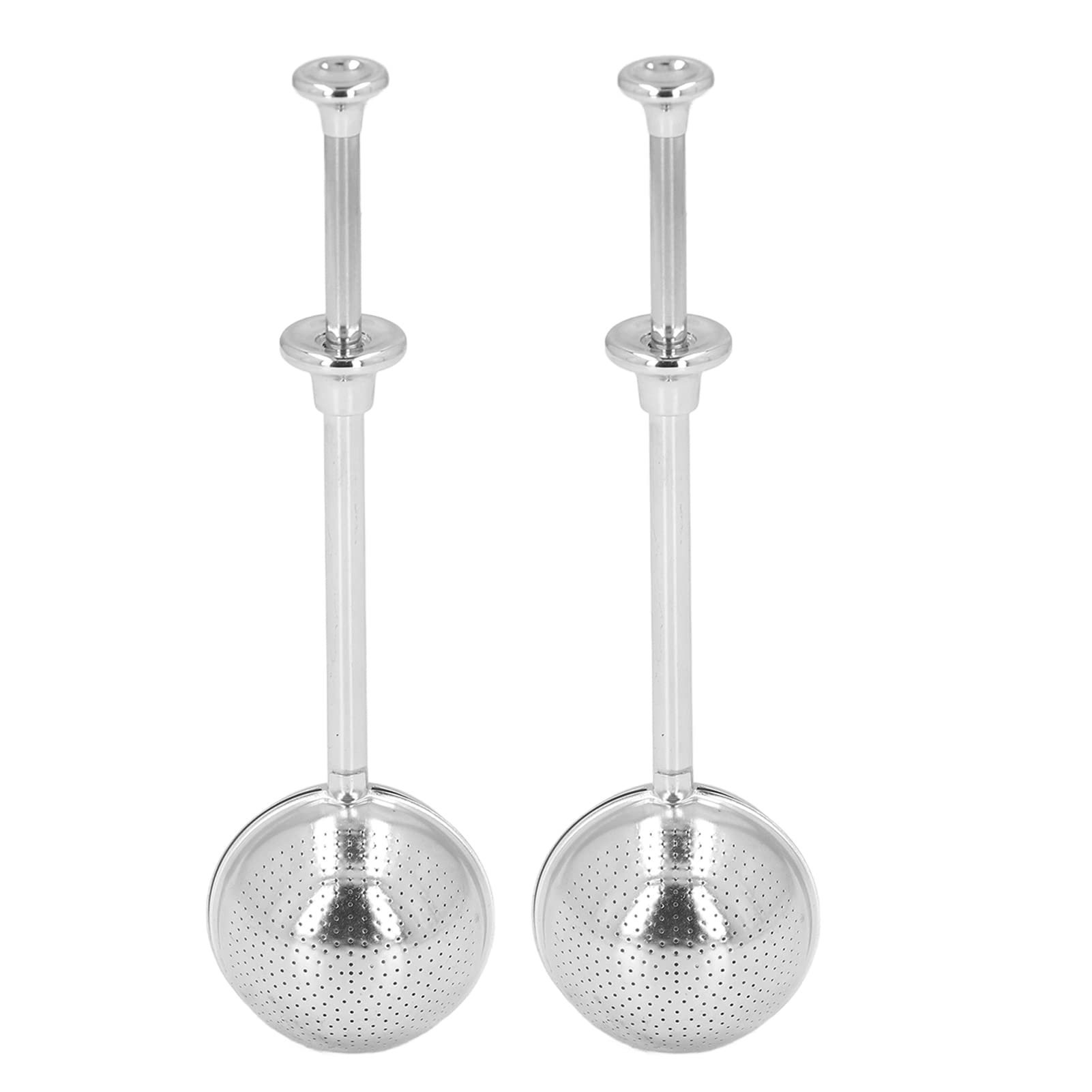 Premium 304 Stainless Steel Tea Infuser - 2 Pack Retractable Tea Ball Strainer with Press Filter | Reusable Tea Diffuser for Loose Leaf Tea | Perfect for Teapots, Mugs & Travel Use