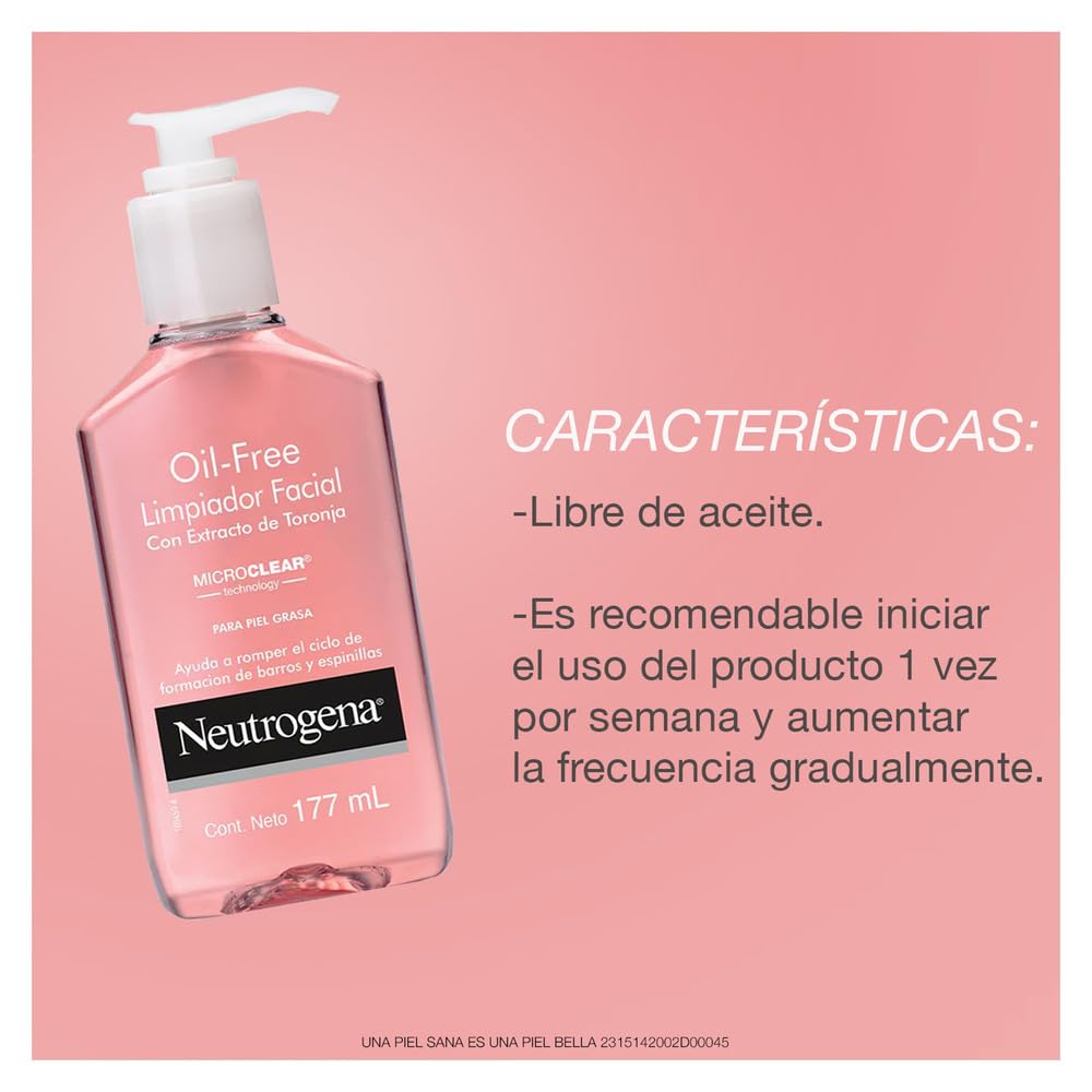 Neutrogena Oil-Free Pink Grapefruit Acne Face Wash with 2% Salicylic Acid & Vitamin C - 6 fl oz Pore Cleansing Liquid Facial Cleanser for Daily Use - Perfect for Oily & Acne-Prone Skin Morning & Night Routine