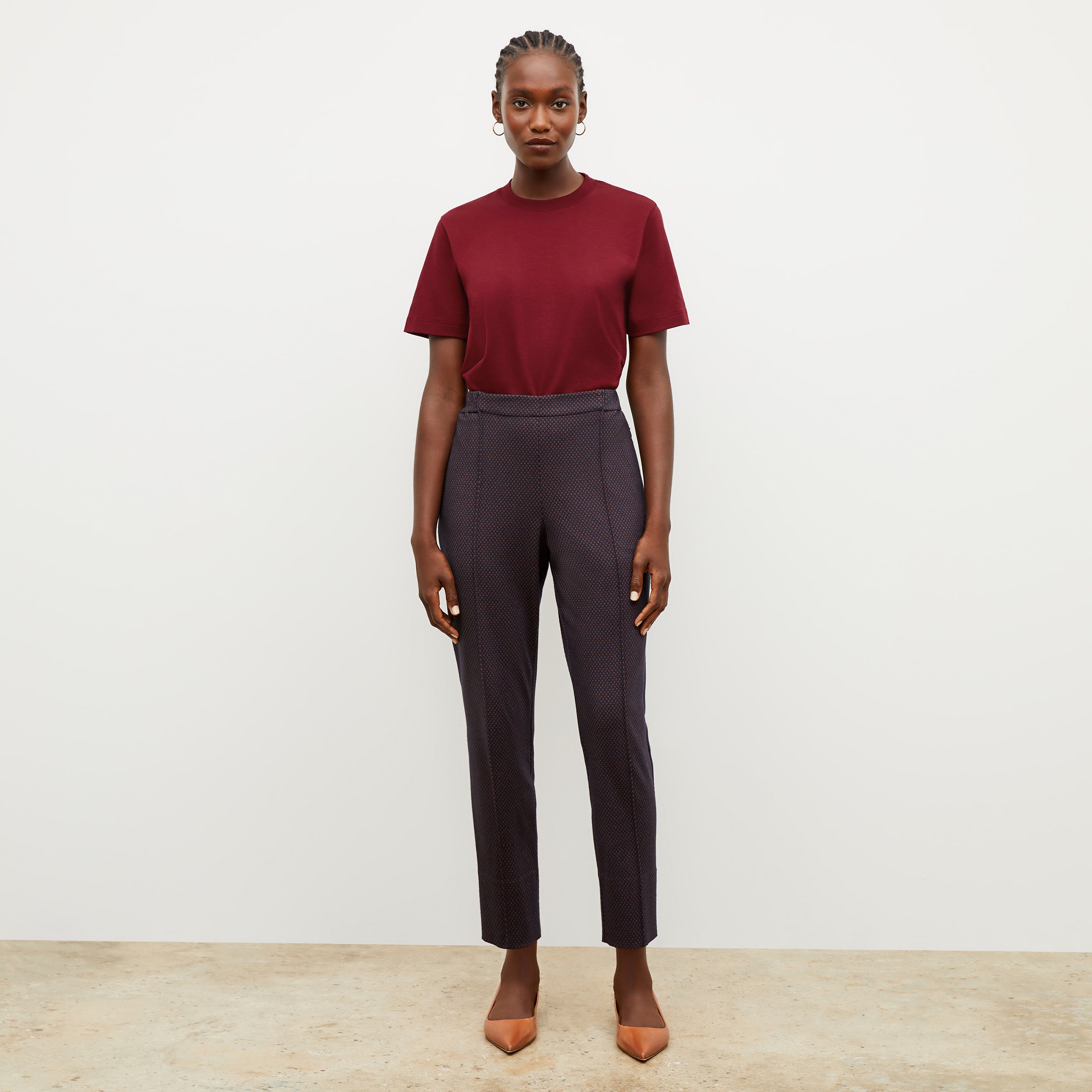 Colby Pant Stretch Foulard Knit Women's Casual Pants - Navy Multi Color for Work, Travel & Everyday Comfort