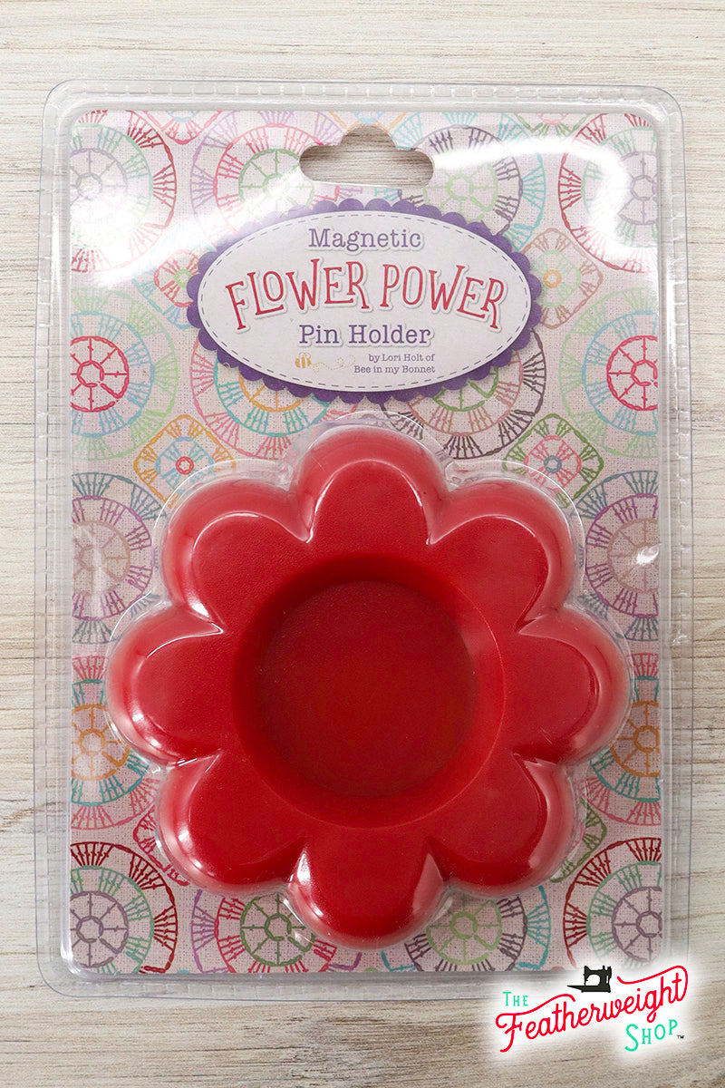 Lori Holt Magnetic Dish with Red Flower Power Design - Perfect for Organizing Pins, Needles & Craft Supplies | Ideal for Sewing Rooms, Quilting Projects & Craft Stations
