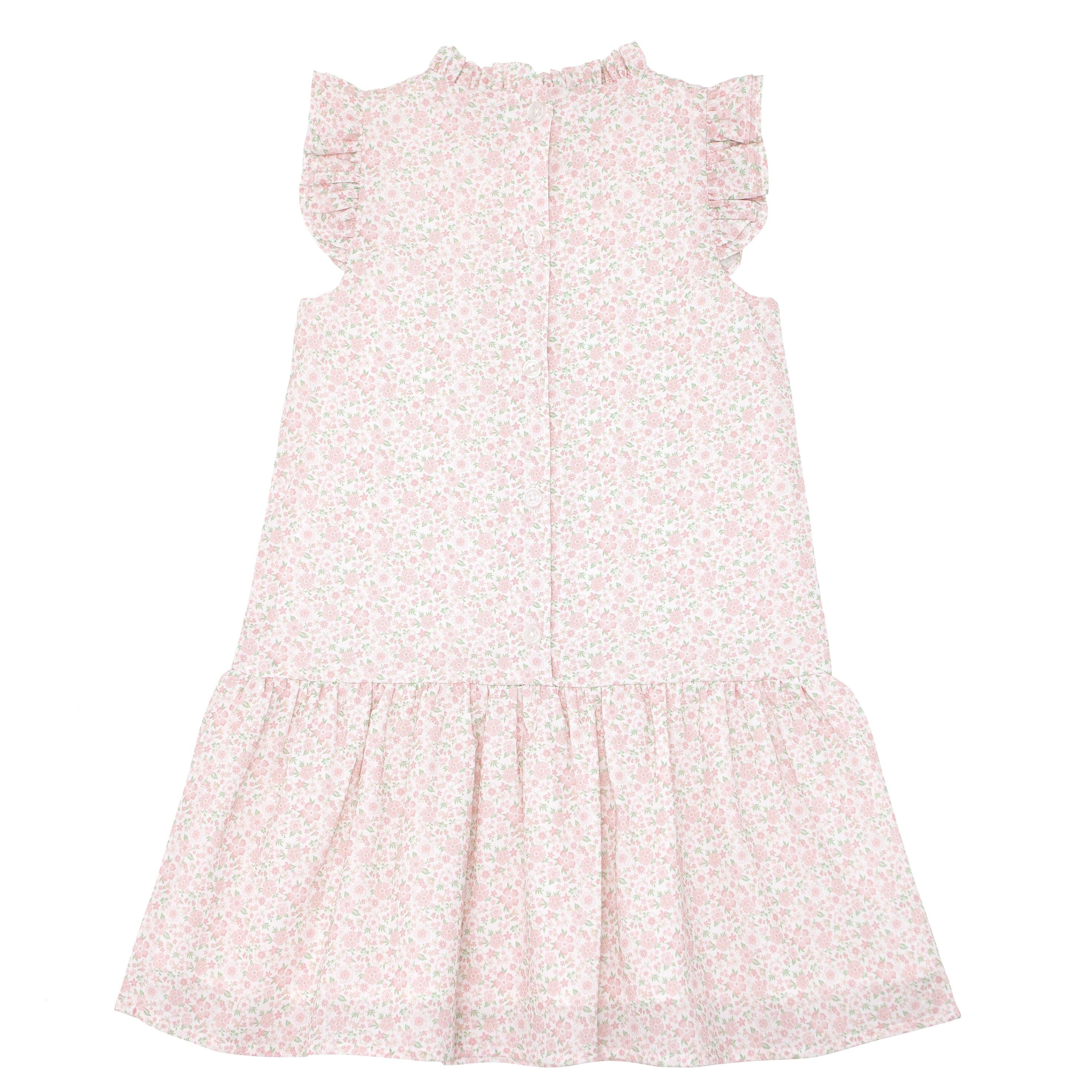 Vintage Floral Drop Waist Dress for Girls - Elegant Tea Party & Special Occasion Outfit