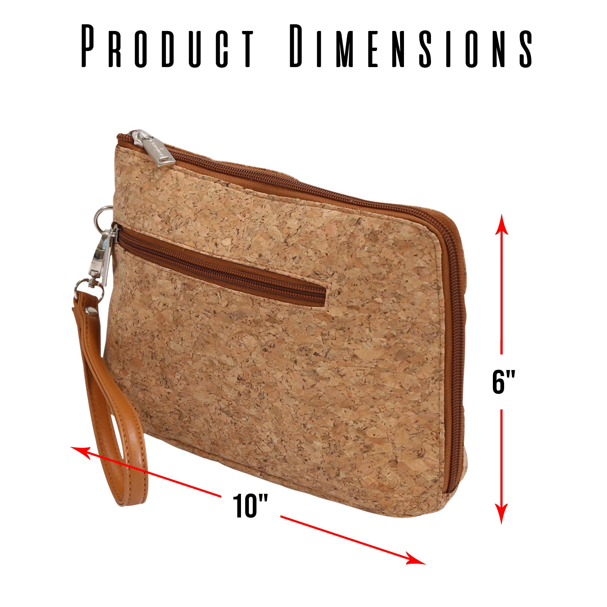 Primeware French 75 Daily Essentials Cosmetic Bag - Waterproof Cork Makeup Pouch for Travel, Gym & Organizer (Perfect for Toiletries, Jewelry & Small Accessories)
