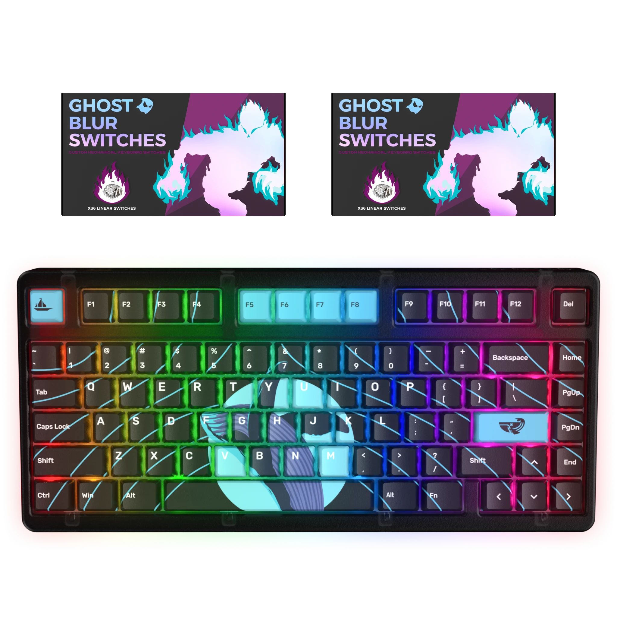 K75 Mechanical Keyboard - RGB Backlit, Hot Swappable, 75% Layout for Gaming & Typing | Space Whale Design | Perfect for Office, Gaming & Programming