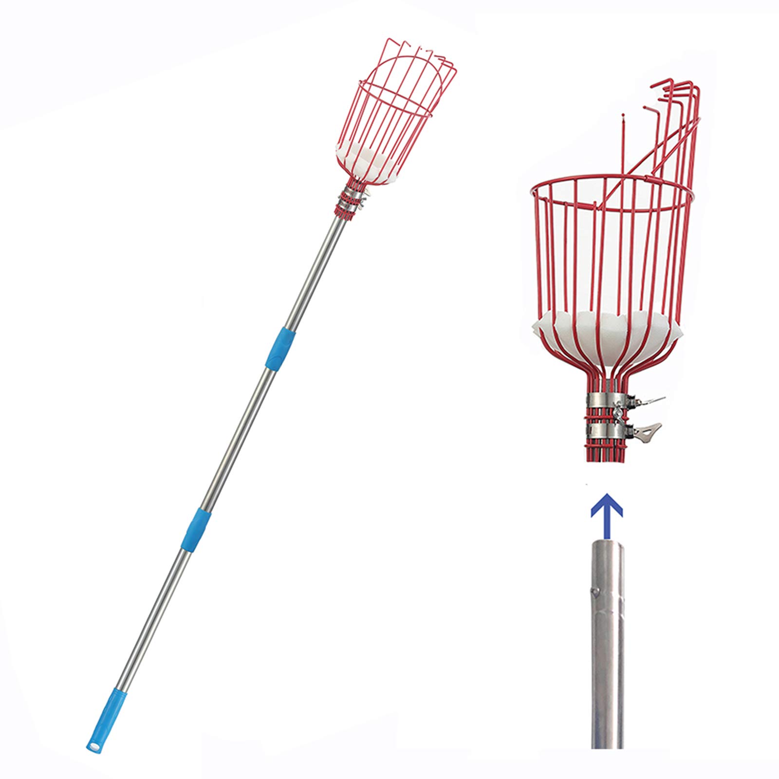 13 FT Lightweight Fruit Picker Pole with Basket - Apple Picker Tool for Harvesting Oranges, Pears, Lemons & Peaches | Perfect for Home Orchards, Backyard Harvesting & Commercial Fruit Farms