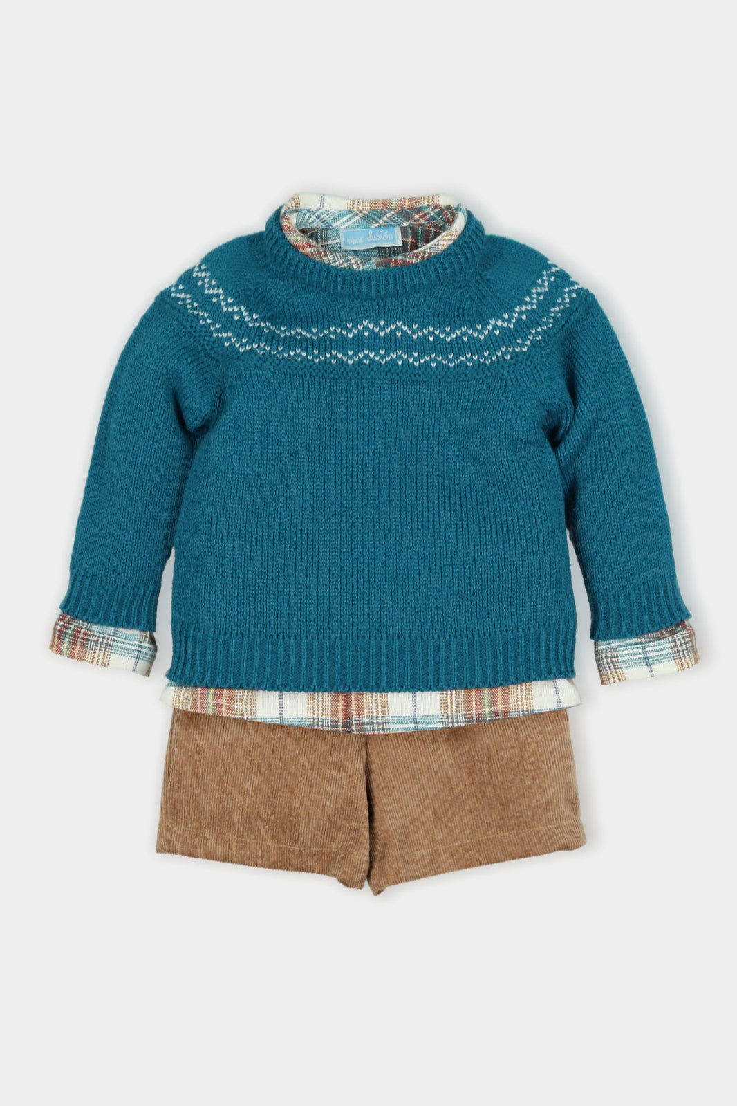 Bernard Deep Teal Knitted Tartan Outfit Set for Women - Cozy Winter Matching Sweater & Skirt Combo | Perfect for Christmas Parties, Holiday Gatherings & Casual Outings