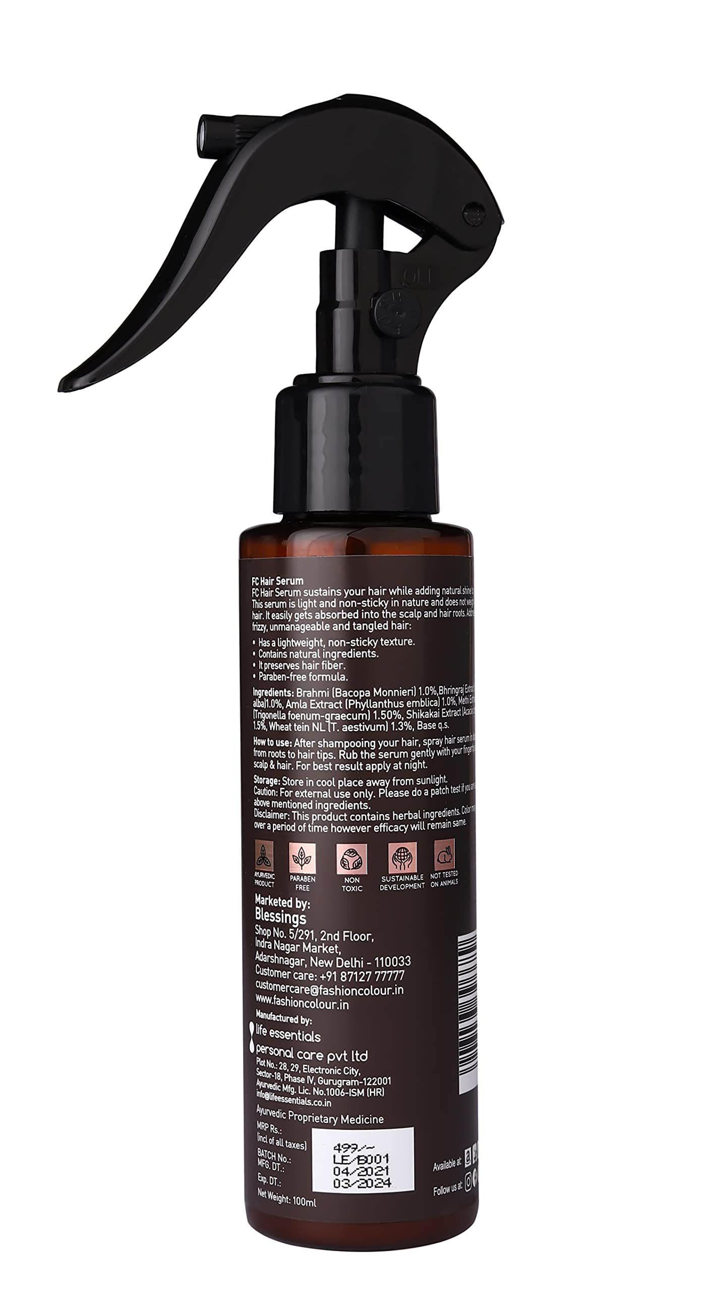 Best Hair Loss Control Therapy Serum Spray for Soft, Shiny & Frizz-Free Hair | Anti-Thinning & Anti-Dandruff Treatment | Revitalizing Hair Serum for Dull Hair | Paraben & Mineral Oil Free | 100ml | Perfect for Daily Use, Styling & Hair Care Routine