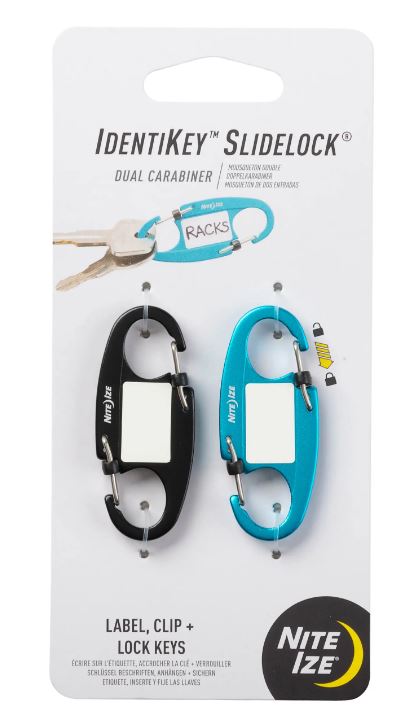 Nite Ize Identikey Slidelock Dual Carabiner Keychain Holder - 2 Pack - Secure Key Organizer for Outdoor, Hiking, Camping & Everyday Carry (EDC)