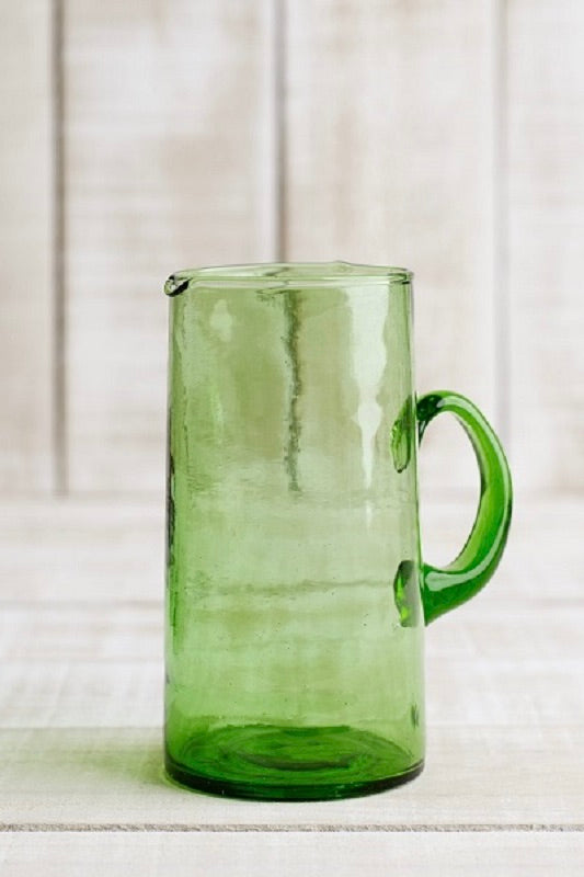 Premium 1 Liter Green Glass Jug - Eco-Friendly Pitcher for Water, Juice & Iced Tea - Perfect for Home, Kitchen & Outdoor Gatherings