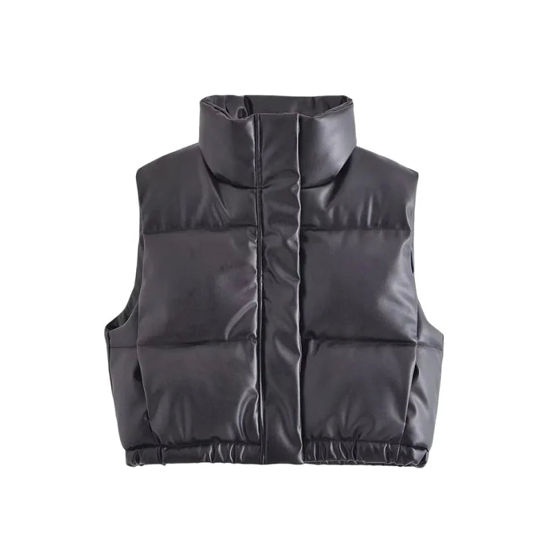 Women's Cotton Vest Short Casual Black Button Up Outwear & Coat - Warm Cropped Top for Autumn Winter 2023 | Perfect for Office, Layering & Everyday Wear