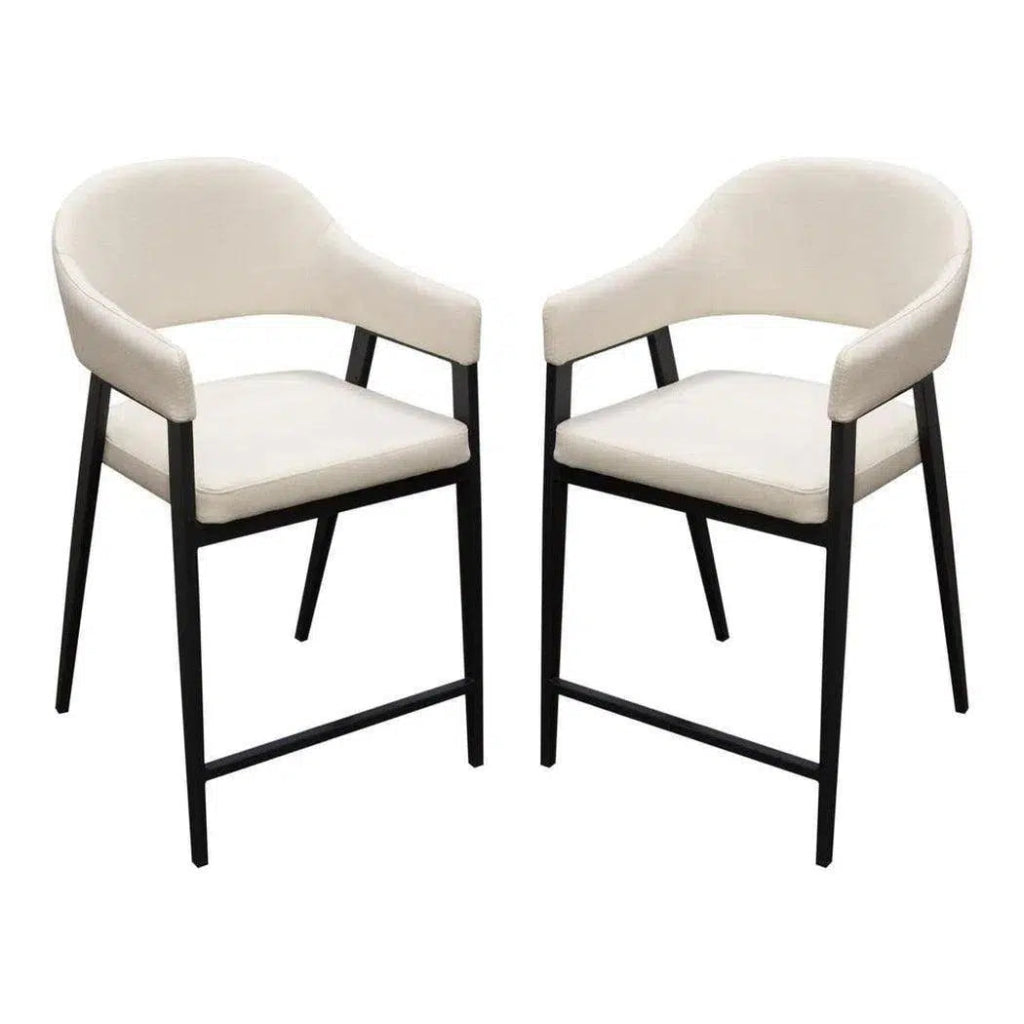 2PC Cream Fabric Counter Height Chairs for Kitchen Island, Bar Stools, Dining Room - Comfortable & Stylish Seating Solution