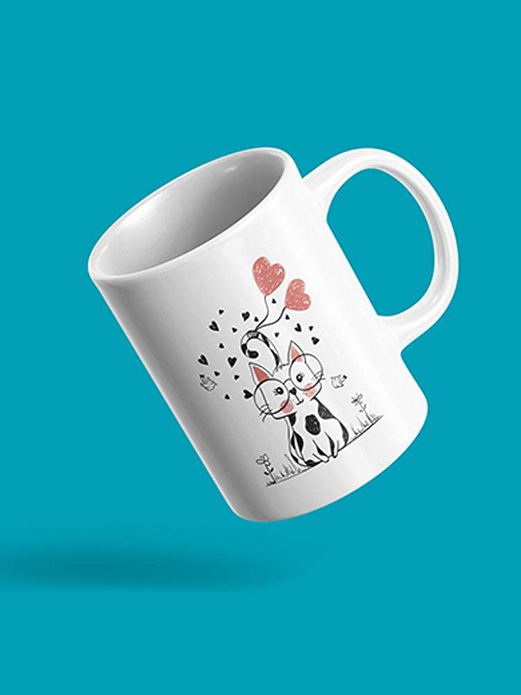 Smartprints Cat Lover Mug with Heart Balloons Design - Cute Ceramic Coffee Cup for Tea & Hot Drinks - Perfect Gift for Cat Owners, Valentine's Day & Birthday Presents - Ideal for Home, Office & Coffee Shops