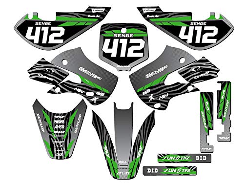 2000-2025 Kawasaki KX 65 TIGRE Black Senge Graphics Complete Kit with Rider I.D. - Motocross Decal Sticker Set for Dirt Bike Racing & Off-Road Riding