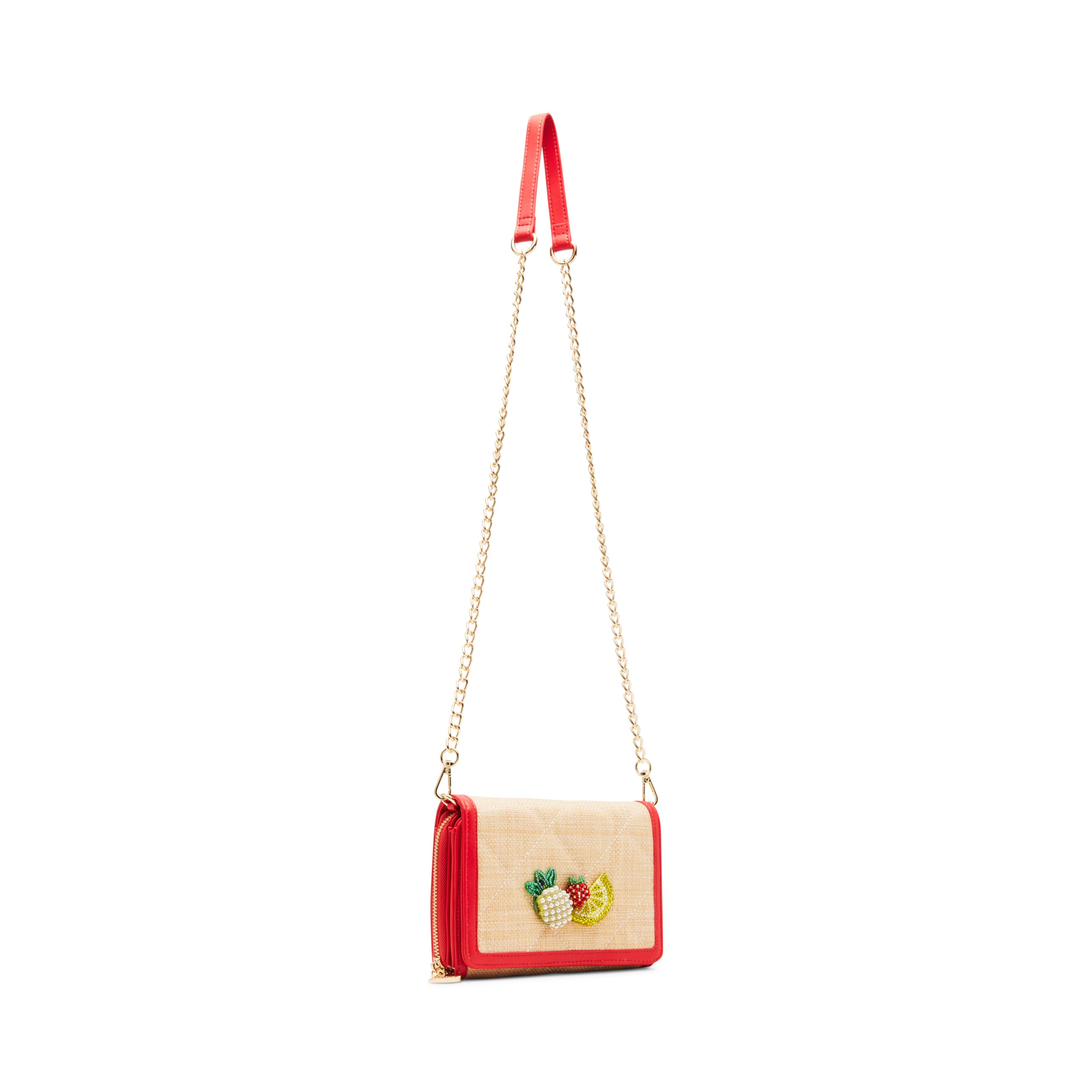 Betsey Johnson Fresh N Fruity Beige Wallet On A Chain - Stylish Crossbody Bag for Women, Perfect for Parties, Shopping & Everyday Use