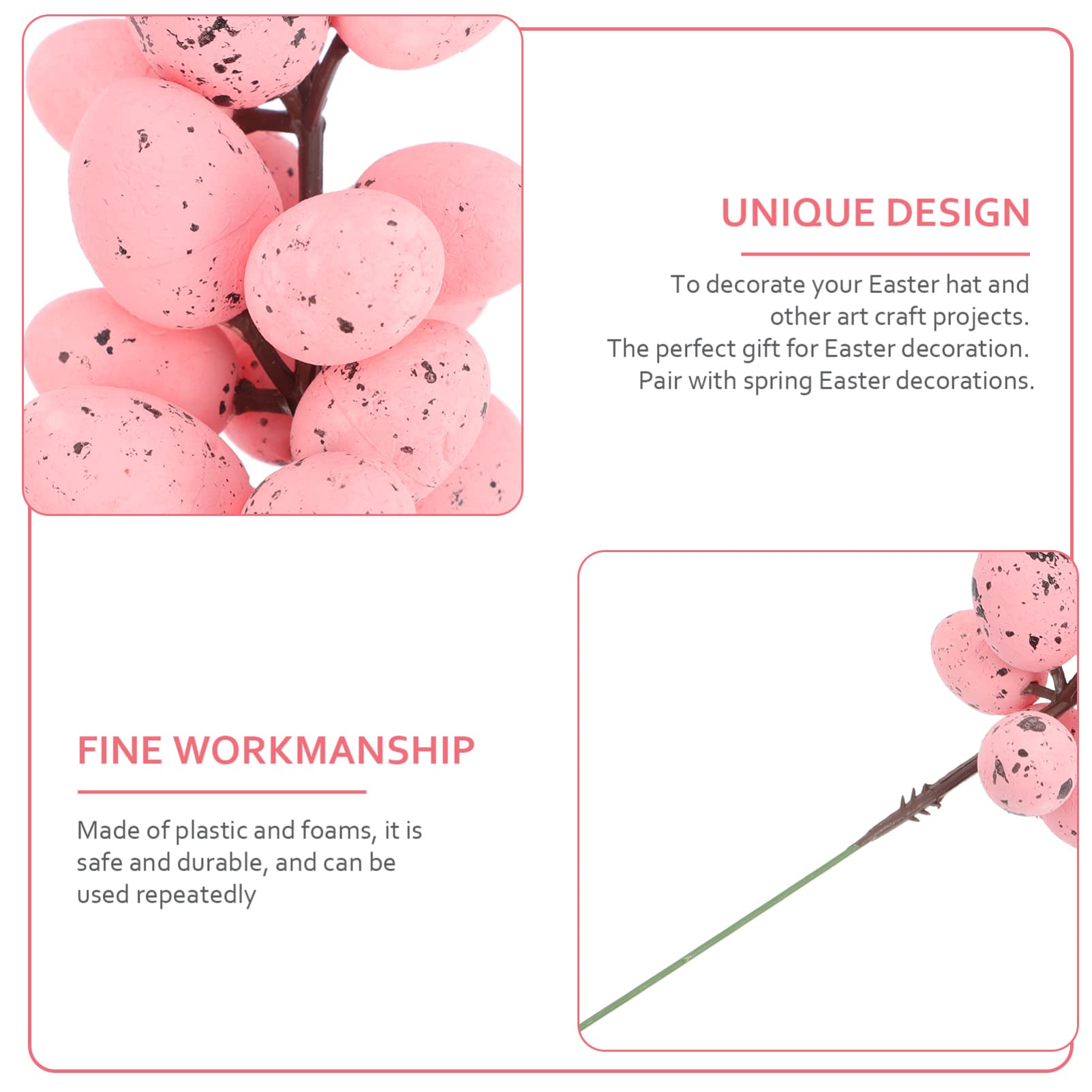 NUOBESTY 4pcs Easter Egg Skewers - Artificial Floral Egg Arrangement for Easter Decorations, Hanging Egg Centerpieces, Foam Dining Table Decor - Perfect for Easter Party Supplies, Spring Home Decor & Festive Table Settings (Pink)