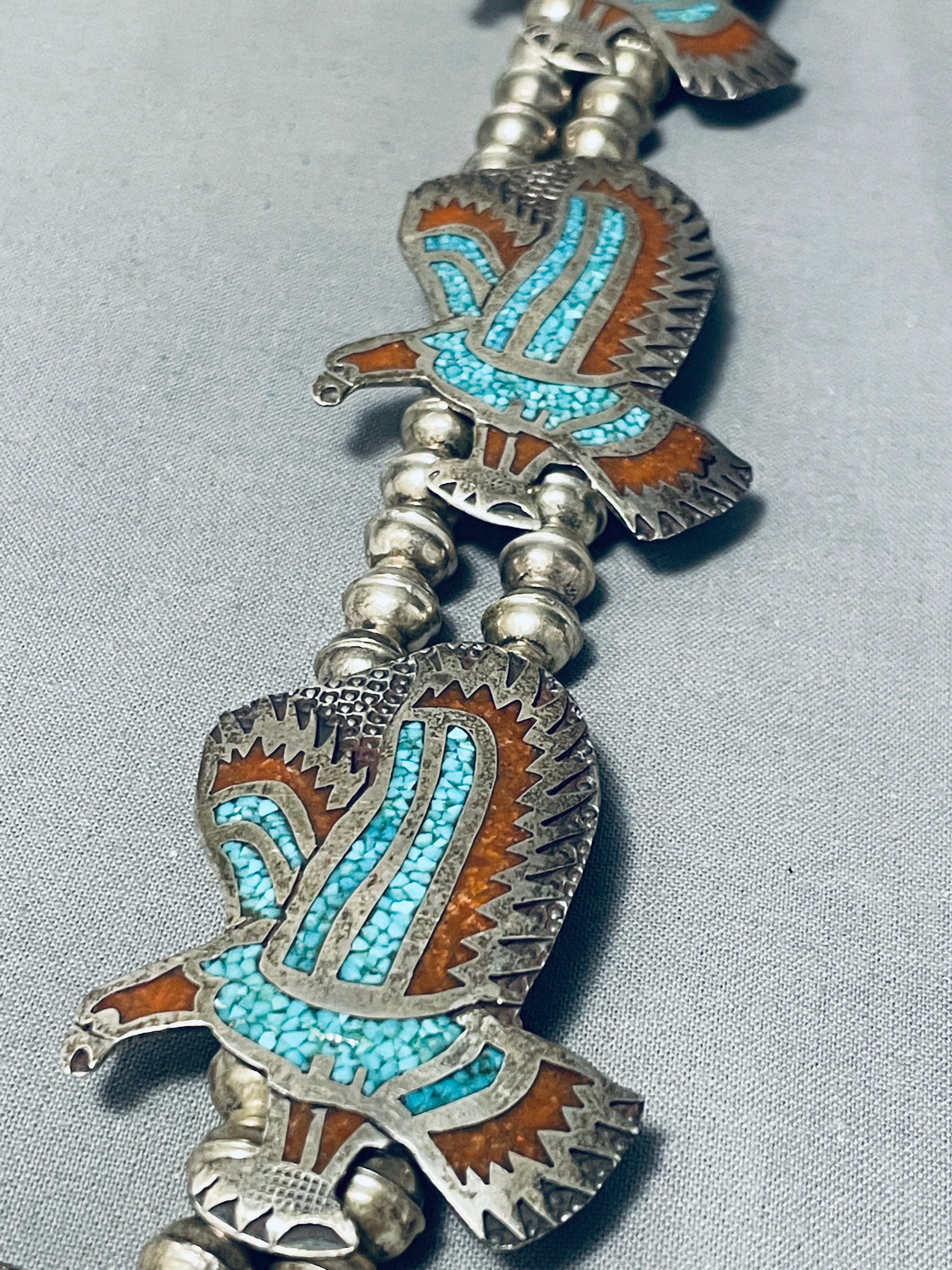 200 Gram Vintage Native American Navajo Sterling Silver Squash Blossom Necklace - Authentic Handmade Jewelry for Women, Perfect for Boho Fashion, Weddings & Special Occasions