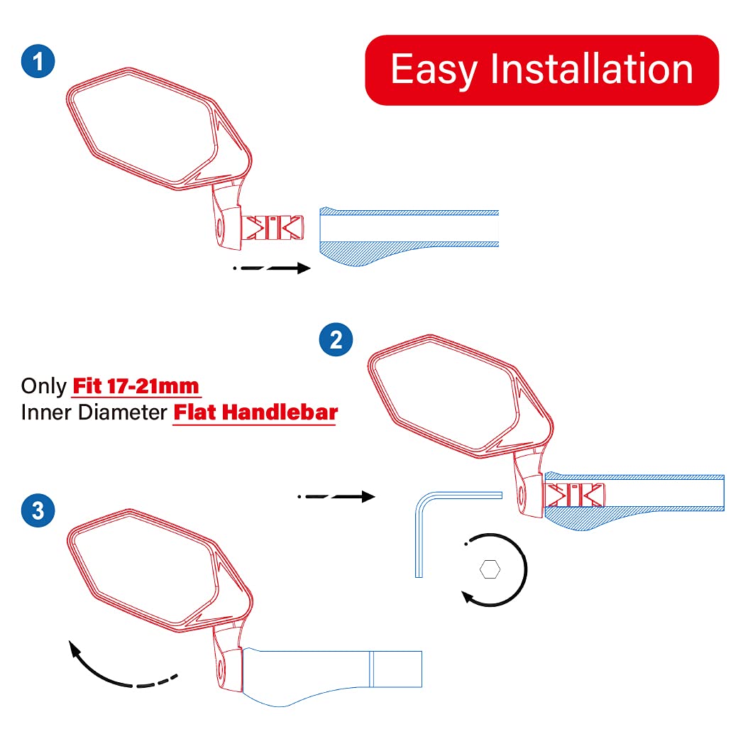 MEACHOW Bar End Bike Mirror - Crystal UHD Automotive Grade Glass Lens for E-Bikes & Motorcycles - Scratch Resistant, Safe Rearview Mirror (Silver Left Side ME-022LS) - Perfect for Cycling Safety & Urban Commuting