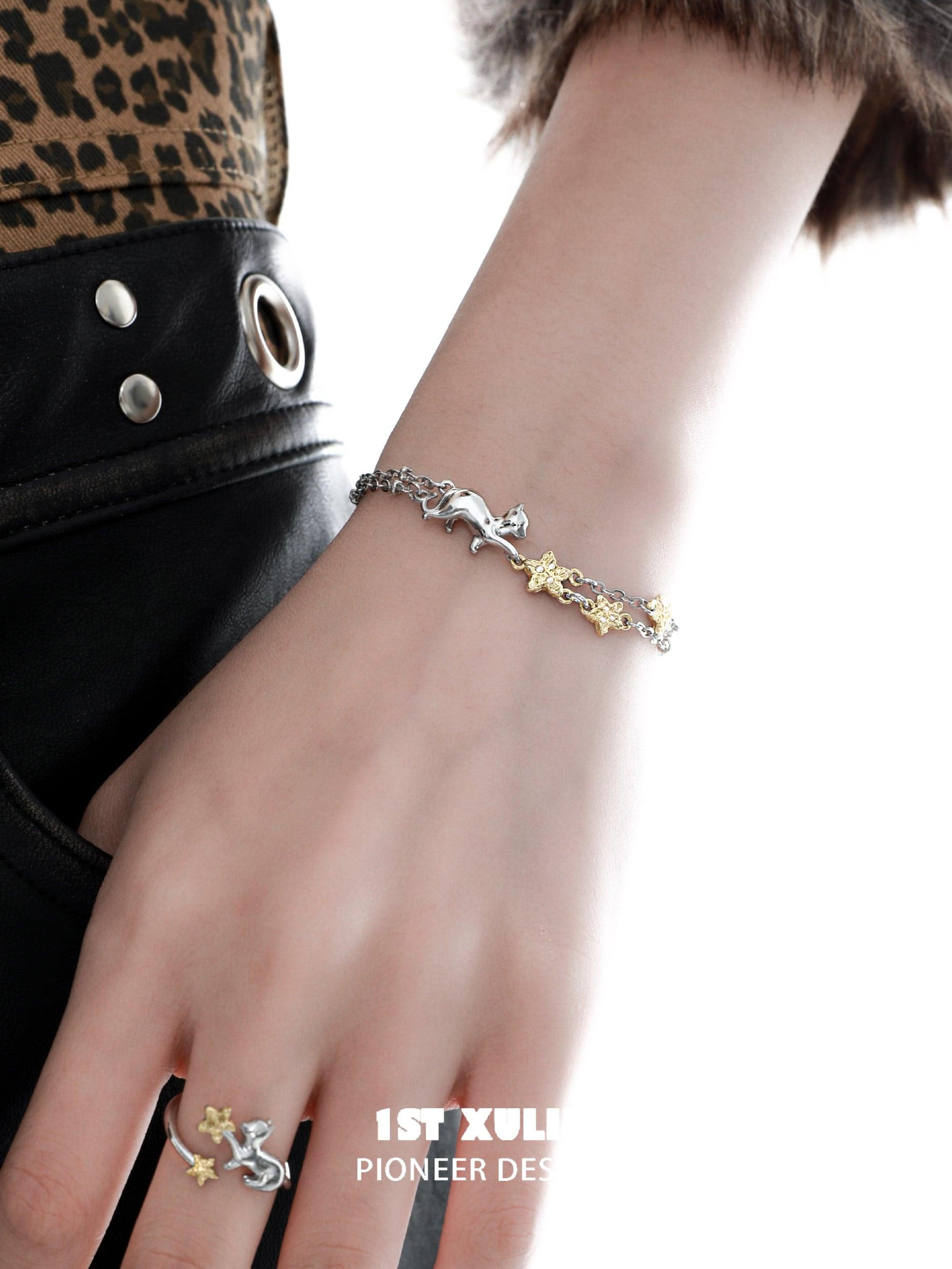 18K Gold Plated Cat Chain Bracelet - Elegant Cat Jewelry for Women | Perfect Gift for Cat Lovers & Fashion Accessories