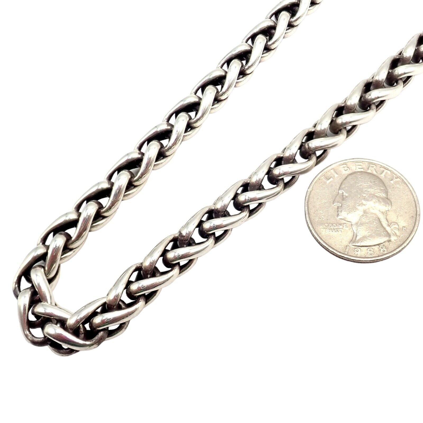 David Yurman DY Sterling Silver & 14k Yellow Gold Wheat Chain Necklace 8.5mm 16