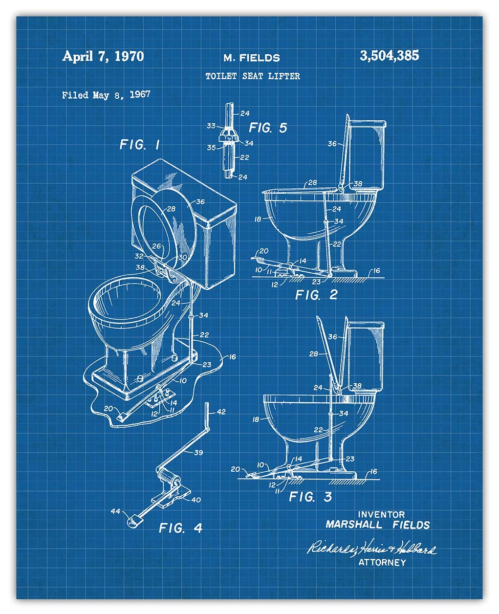 Farmhouse Bathroom Wall Art Decor - Unframed 8x10 Funny Bathroom Blueprint Print, Aesthetic Signs & Witty Pictures for Toilet Decor | Perfect for Farmhouse, Rustic & Modern Bathrooms