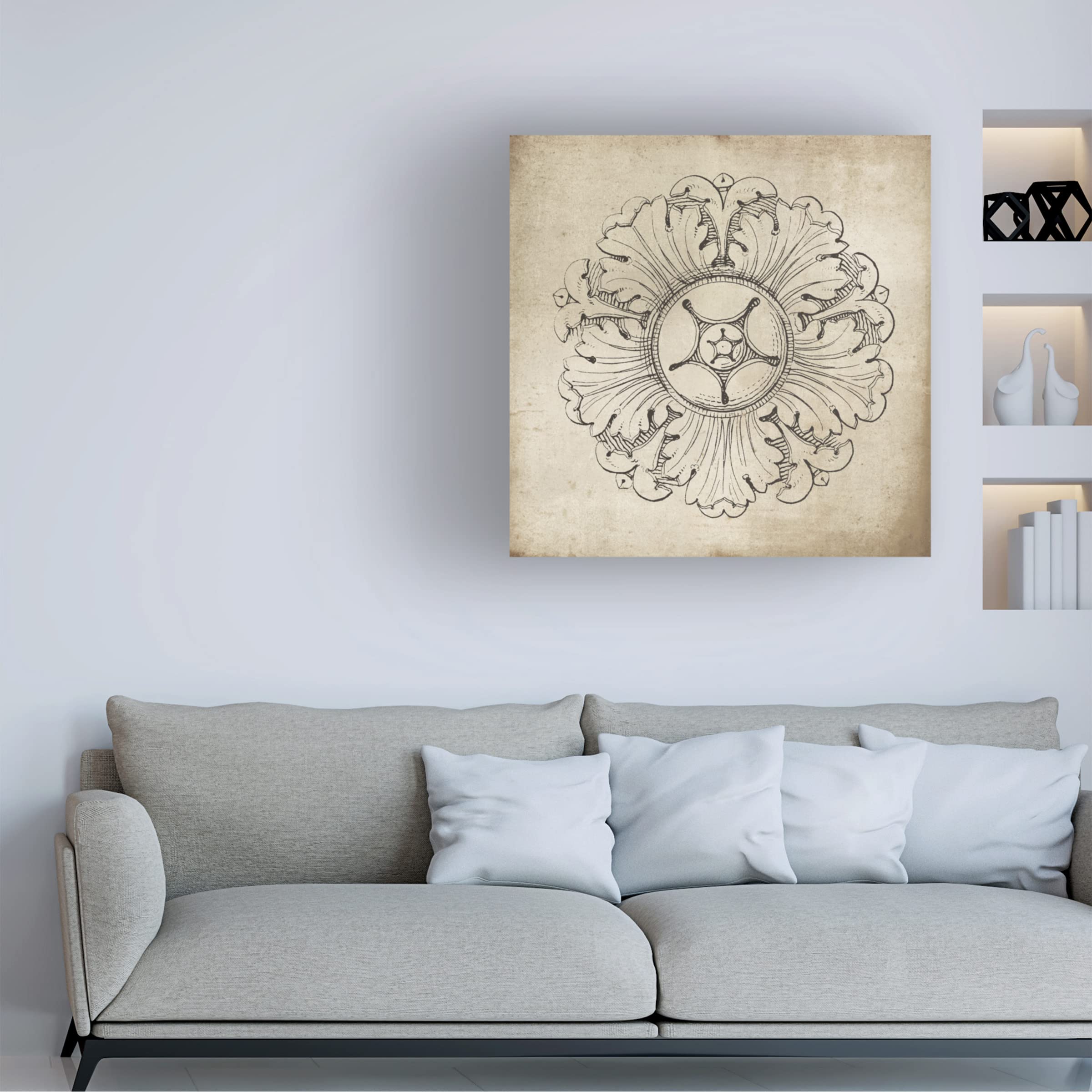 Trademark Fine Art 'Rosette VI Neutral' Canvas Wall Art by Wild Apple - Modern Abstract Painting for Living Room, Bedroom & Office Decor
