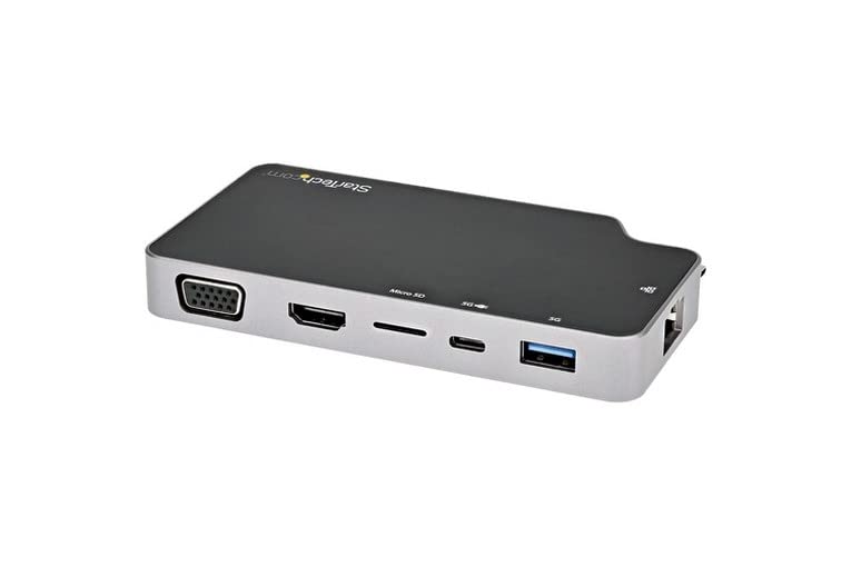 StarTech.com USB C Hub with 4K HDMI/VGA, 100W PD, 2x USB 3.1, Gigabit Ethernet, MicroSD - Portable USB-C Dock for MacBook Pro/Air, Dell XPS, Surface Laptop - Perfect for Home Office, Travel & Presentations