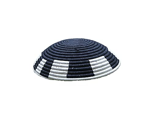 Handwoven African Basket from Rwanda - Black & White Woven Storage Basket (10