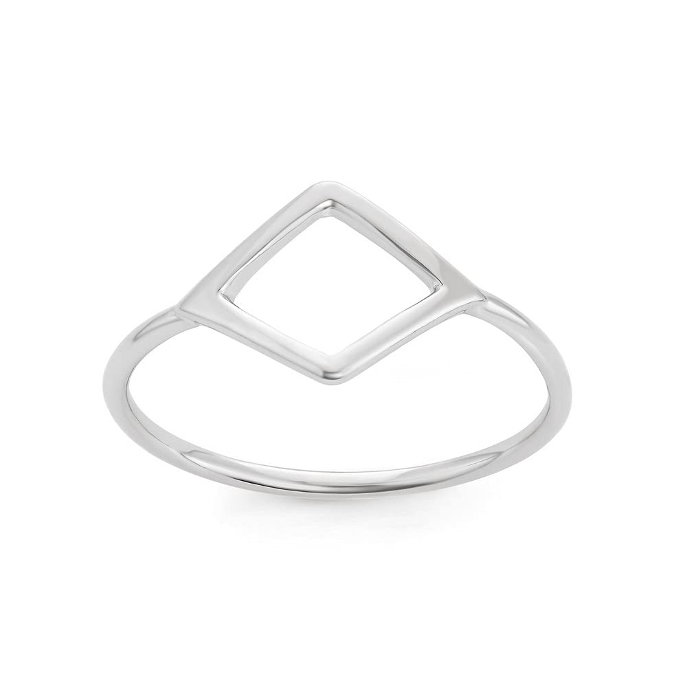 Sterling Silver Small Open Square Ring - Minimalist Geometric Jewelry for Women - Perfect for Everyday Wear, Stacking & Gifting
