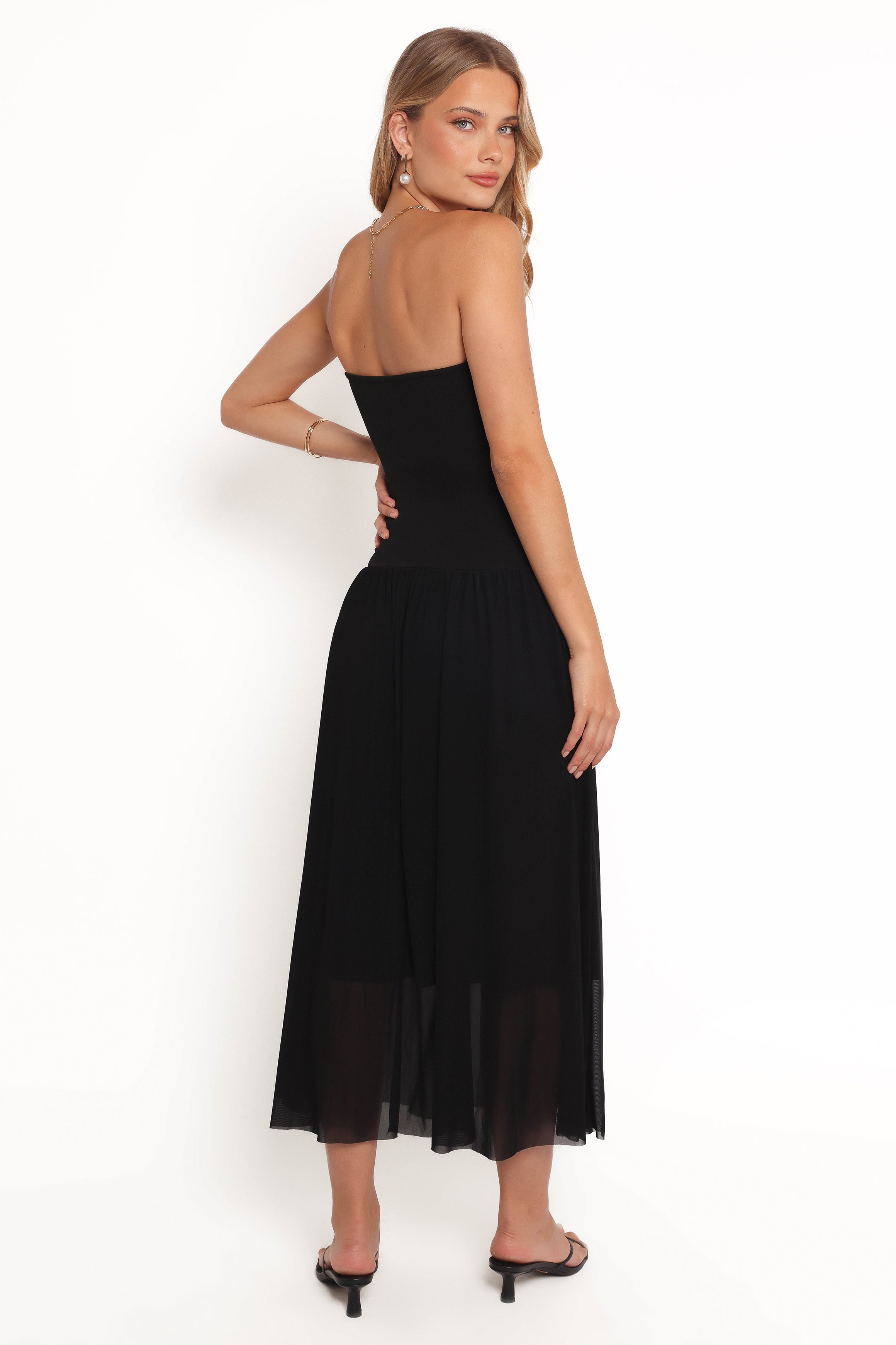 Caitie Midi Dress for Women - Elegant Black Flowy Dress for Casual & Party Wear | Perfect for Office, Date Night & Special Occasions
