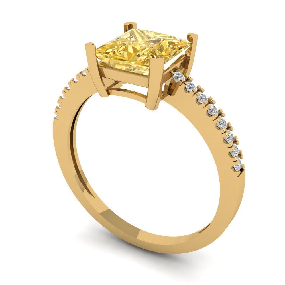 1.66ct Princess Cut Yellow Moissanite Ring - 18k Gold Bridal Jewelry for Engagement & Anniversaries