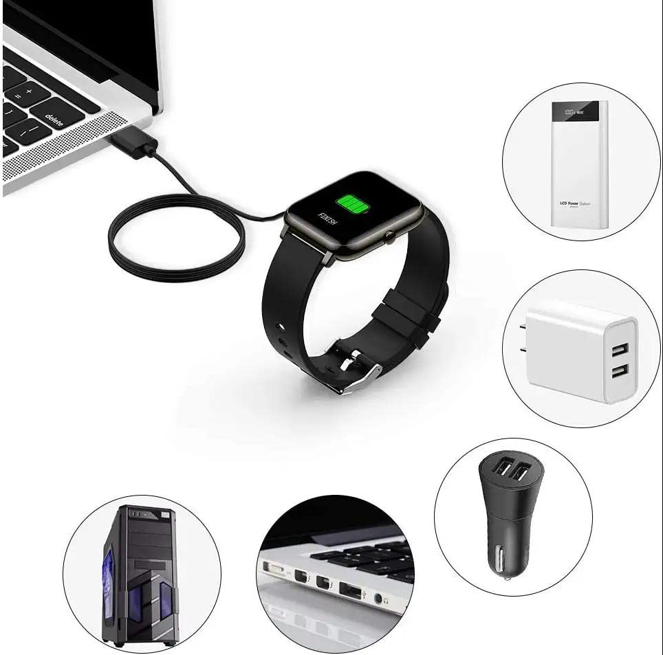 Universal Magnetic Smart Watch Charger Cable - 4 Pin USB Charging Cord for Smartwatches & Fitness Trackers (7.62mm Pin Spacing) - Perfect for Travel, Workouts & Daily Charging