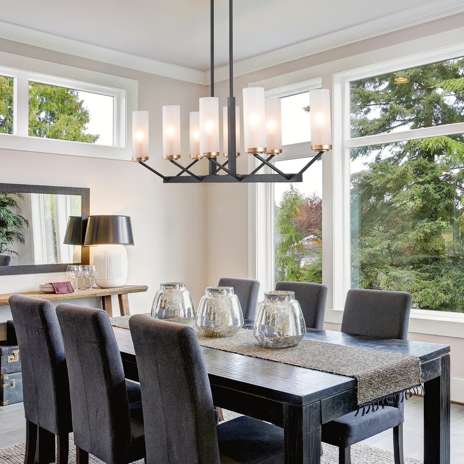 Black Gold 8-Light Modern Farmhouse Chandelier - 31.5
