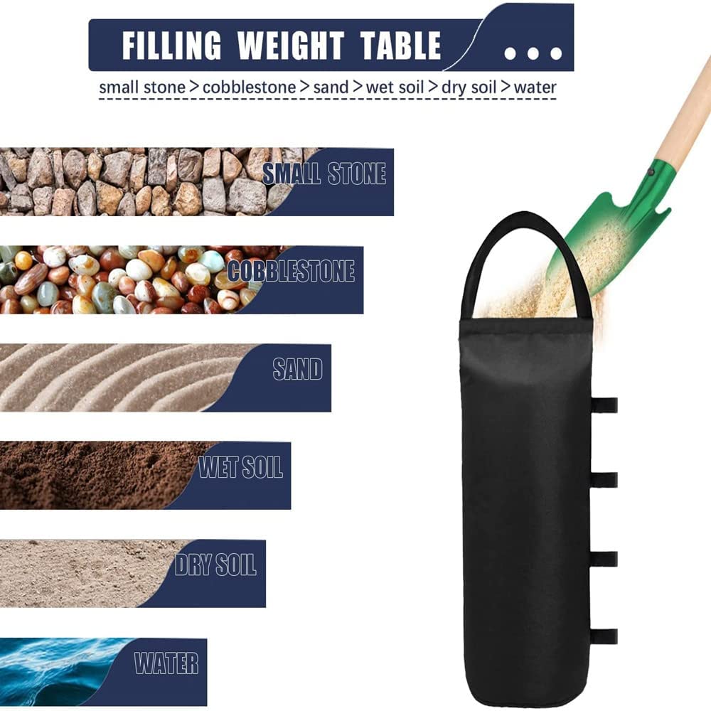 Heavy Duty Sandbag Weights for Pop Up Canopy Tent & Video Stand - Set of 4 Black Stabilizing Bags (No Sand Included) - Perfect for Outdoor Events, Trade Shows & Photography Studios