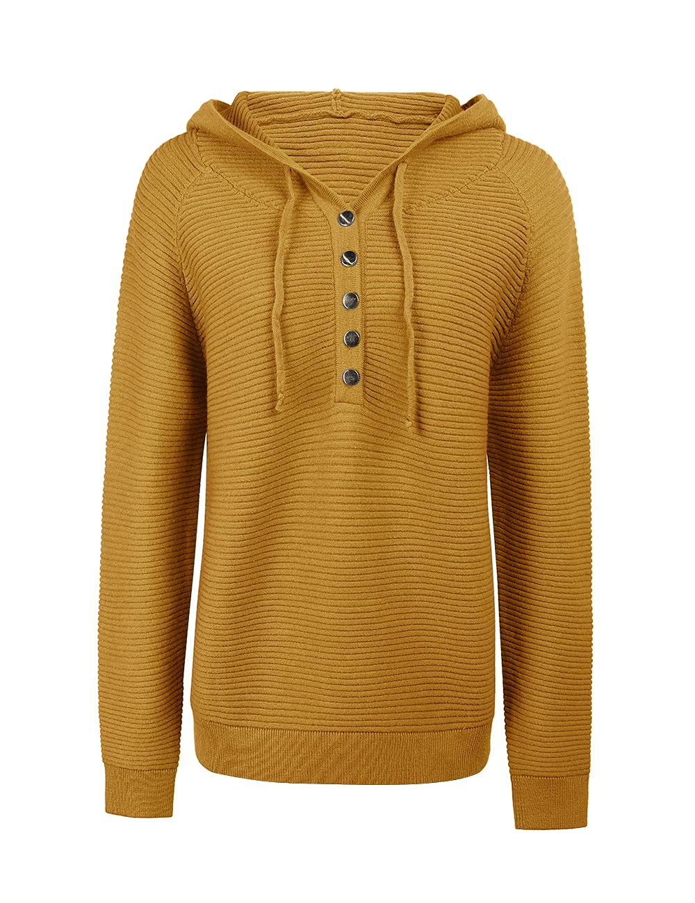 Lrady Women's Casual Pullover Sweater Knit Hoodie Button-Up Sweatshirt V-Neck Henley Shirt Blouse Tunic Top for Fall Winter Layering & Everyday Wear