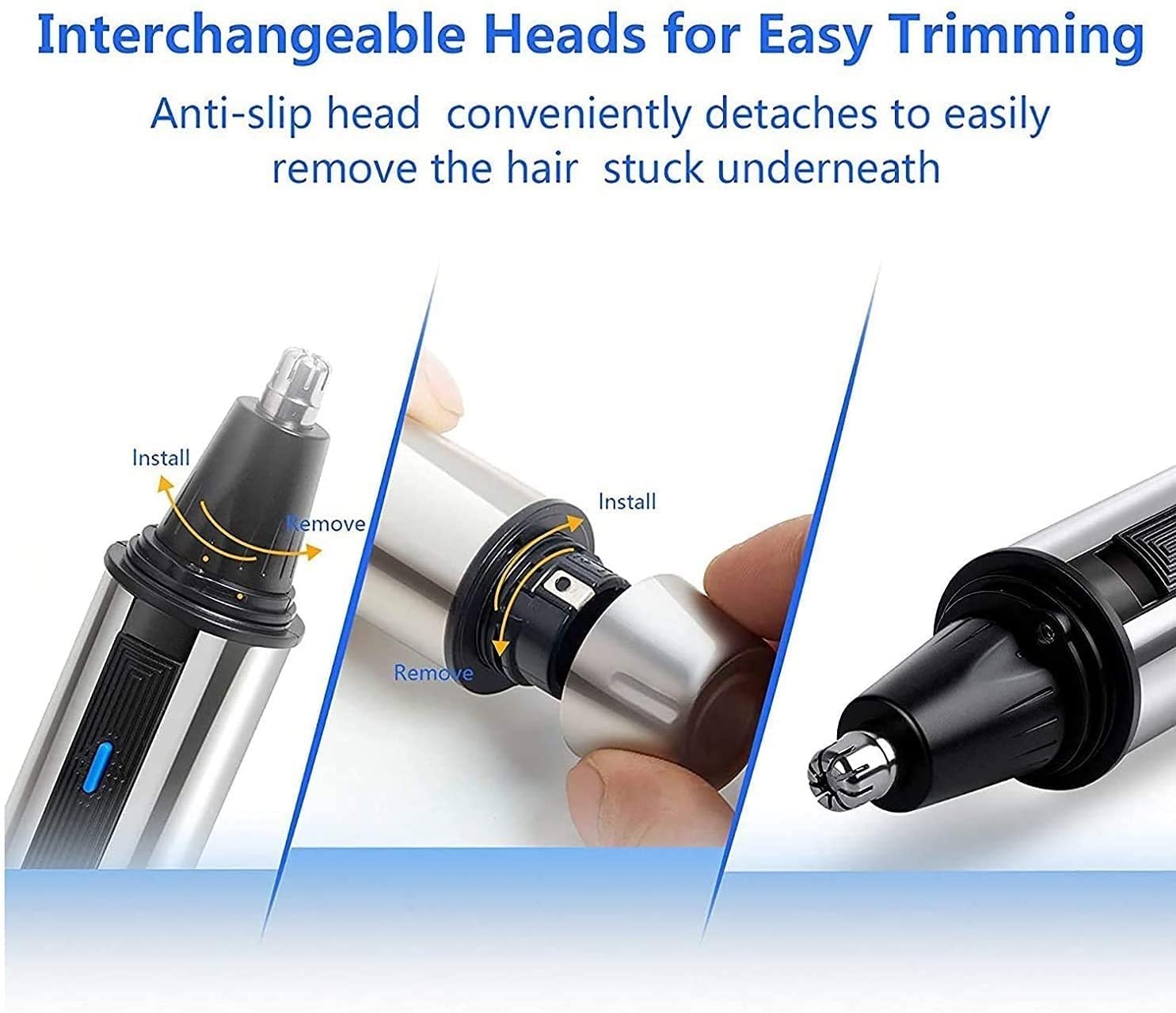 Men's Nose & Ear Hair Trimmer with Vacuum Cleaning System - Wet/Dry USB Rechargeable Grooming Kit for Personal Care at Home or Travel
