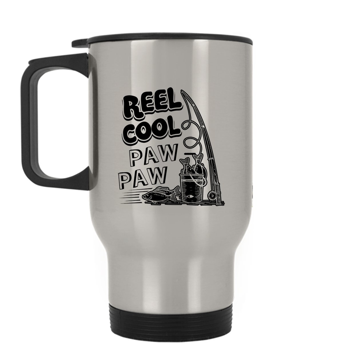 Reel Cool Pawpaw Insulated Travel Mug - 16oz Stainless Steel Vacuum Cup with Lid, Leak-Proof Silver Tumbler for Coffee, Tea & Cold Drinks - Perfect for Commuting, Camping & Office Use