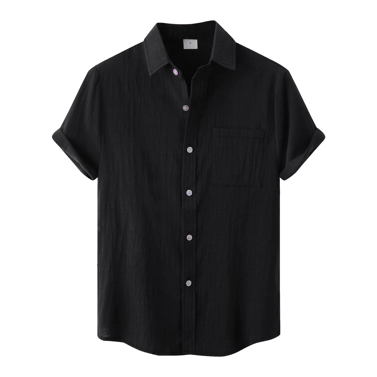 Men's Summer Solid Color Hawaiian Shirts - Short Sleeve Button Down Aloha Shirts for Tropical Beach & Vacation - Casual Wear for Pool Party, Luau, and Summer Outings